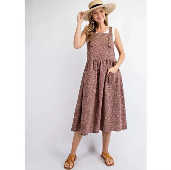 New! Easel Floral Cotton Jumper Dress - Picture 2 of 7